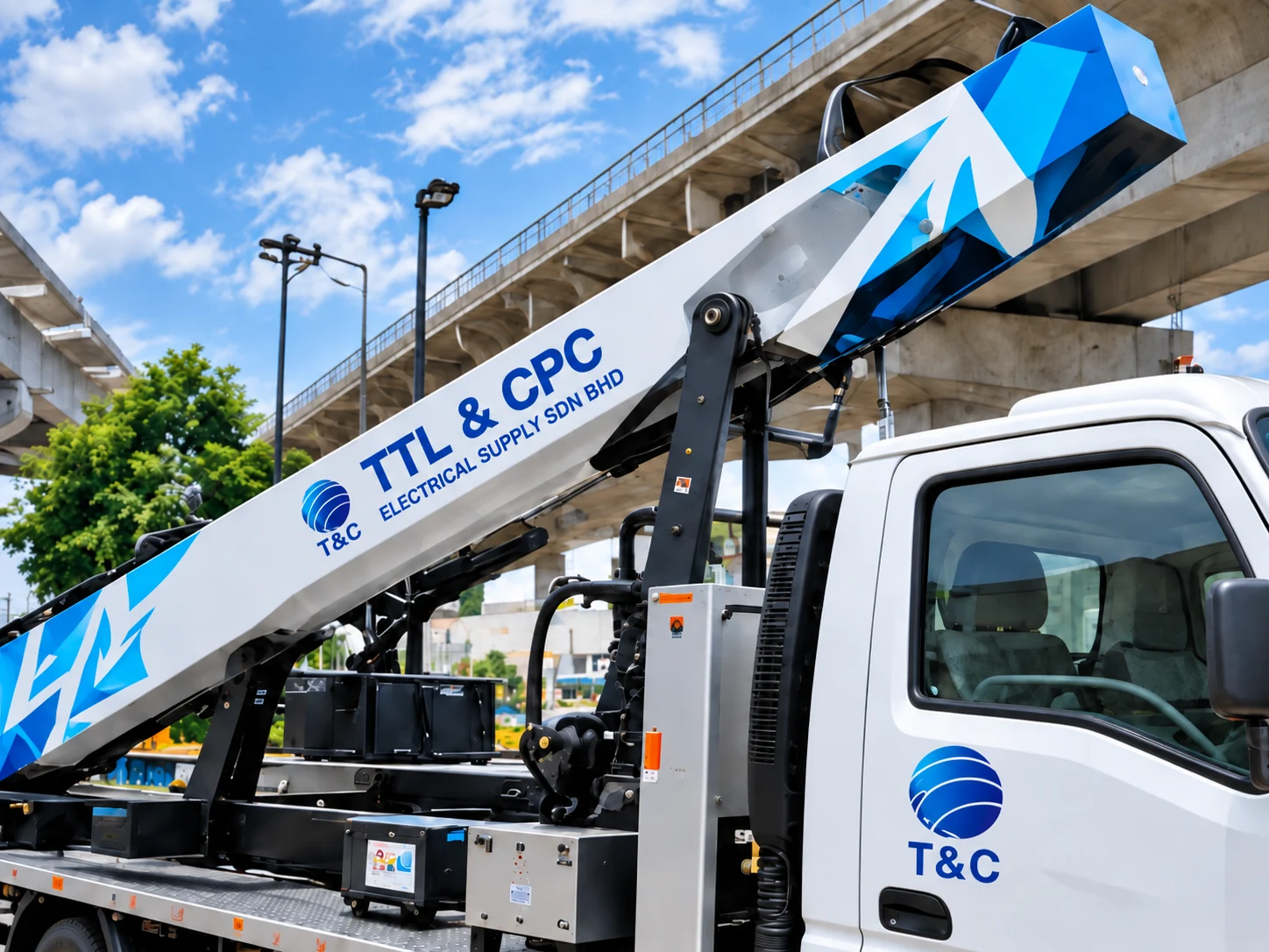 Branded access truck illustration supplied in the website design