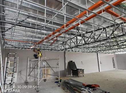 Installation work inside the Hospital Kapar site facilities.