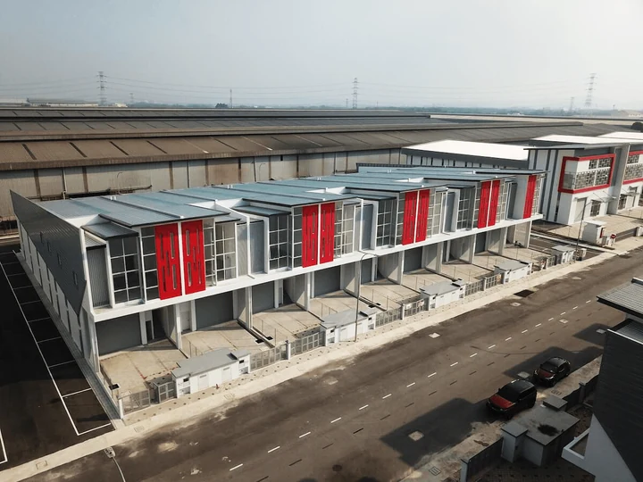 Overview of industrial buildings at Welloyd Industrial Park.